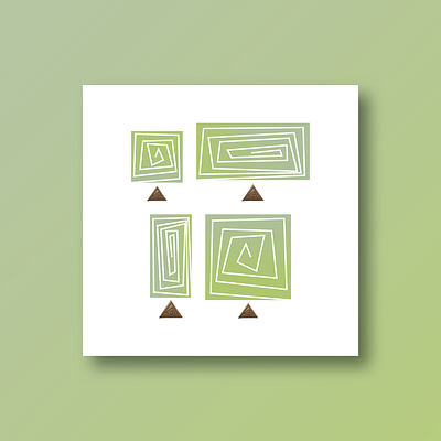 H-7 art design frame gradient green illustration line minimal modern modern art print shape square tree vector wall