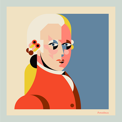 Amadeus amadeus character character design design face geometric geometry graphic design illustration poster studio soleil theatre theatrical poster