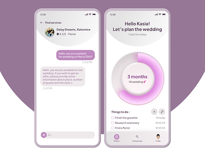 Direct Message / Countdown Timer #DailyUIChallenge 013 014 app branding daily daily challenge dailyui design figma ui wedding countdown wedding planner