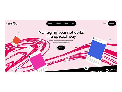 SocialFlow a Social Media subscription Landing Page design illustration saas social media social media management subscription ui web web design
