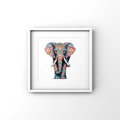 Colorful elephant poster animal colorful design editable illustration png poster printable svg vector