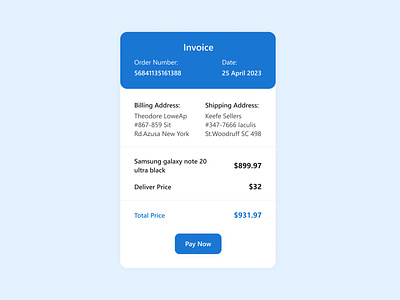 #DailyUI day 046 billing address challenge checkout dailyui invoice payment price shipping address ui