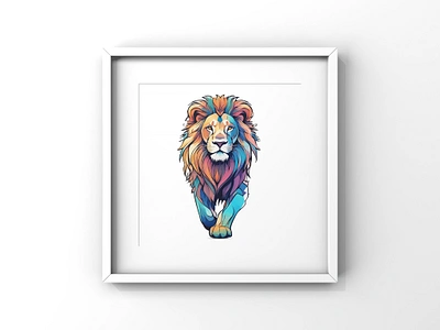 Colorful Lion poster animal colorful design illustration png poster svg vector