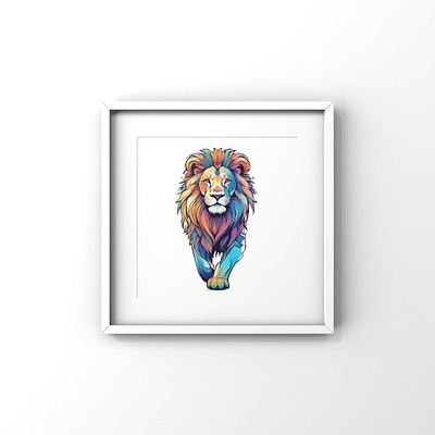 Colorful Lion poster animal colorful design illustration png poster svg vector