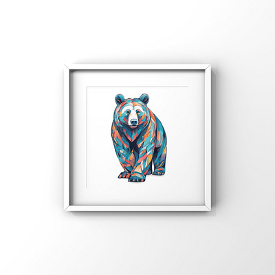 Colorful bear poster animal colorful design illustration png svg vector
