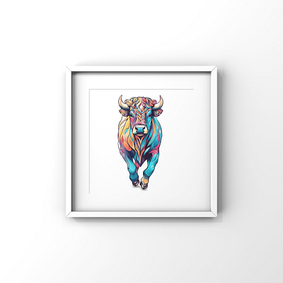 Colorful bull poster colorful design png poster printable svg vector wall art