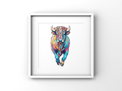 Colorful bull poster colorful design png poster printable svg vector wall art