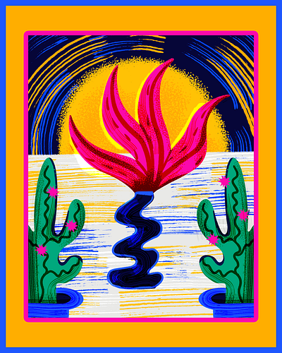 Weird Plant branding cactus colors design digital draw flowers frame graphic design illu illustration ilustração night pink plants procreate risograph