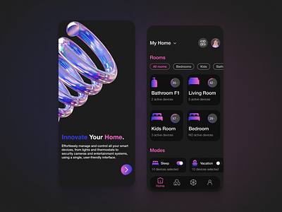Smart Home Application 3d android design homepage ios mobile ui