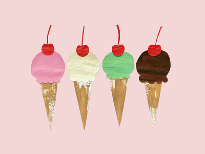 Paper Ice Cream cherry collage color ice cream illustration paper