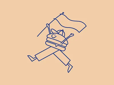 Blue Skies Burgers & Fries branding burger design graphic design hand drawn icon illustration logo vector