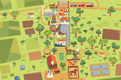 Ranch map animals art cartoon character illustration map ranch vector