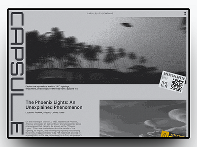 CAPSULE - UFO Sightings Website branding design graphic design landing page mystery retro ufo ui vaporwave vintage web design