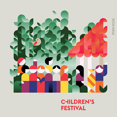 Children's Festival character design childrens festival design festival geometric geometry gradient graphic design illustration kids poster studio soleil