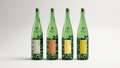 Rainforest Sake - Product Visualization 3d bottle label product visualization sake