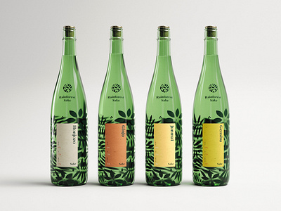 Rainforest Sake - Product Visualization 3d bottle label product visualization sake