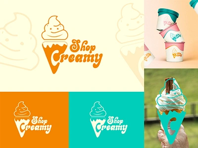 Creamy Visual Identity - Ice Cream Shop brand design brand identity branding design graphic design graphic elements ice illustration logo logo design typography