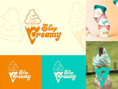 Creamy Visual Identity - Ice Cream Shop brand design brand identity branding design graphic design graphic elements ice illustration logo logo design typography