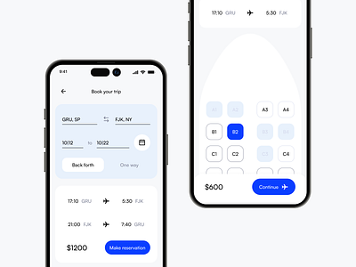 Trip Ticket App app book clean interface layout minimal plane seat ticket trip ui ux