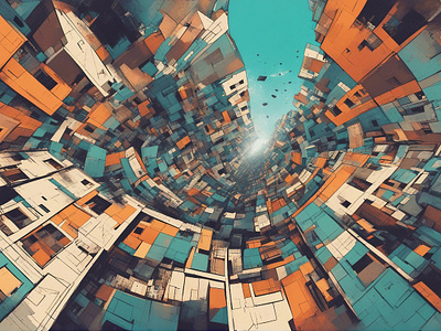 High-rise abstract abstractpainting architecture building city digital painting dynamic illustration megastructure overwhelmed skyscraper structure trippy wormseyeview