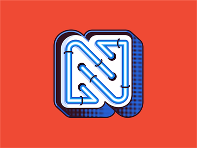 N neon badge branding company logo creatice design font graphic design icon icon set illustration letter logo n neon sign sticker typo typografy vector web page