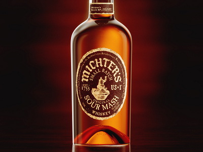 Michter's Sour Mash Whiskey - 3D Product Render 3d 3d art 3d mockup 3d modeling 3d product 3d render 3d visualization bourbon cgi digital art glass liquor michters product render product rendering rendered art sour mash whiskey