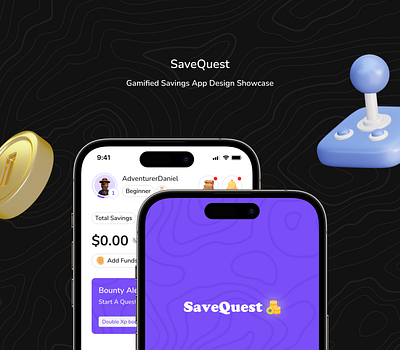 SaveQuest - Gamified savings app design fintech ui