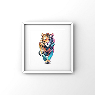 Colorful tiger poster animal colorful design illustration png poster svg tiger vector wall art