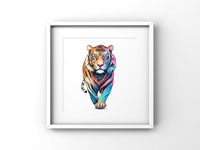 Colorful tiger poster animal colorful design illustration png poster svg tiger vector wall art