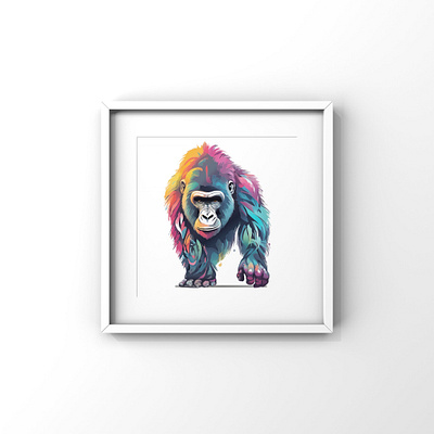 Colorful gorilla poster animal colorful design gorilla illustration png poster svg vector wall art