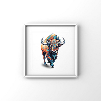 Colorful bison poster animal bison colorful design illustration png poster svg vector wall art