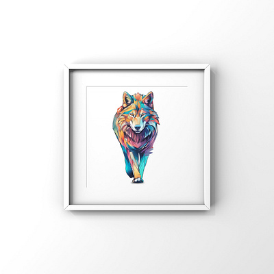 Colorful Wolf poster animal colorful design illustration png poster svg vector wolf