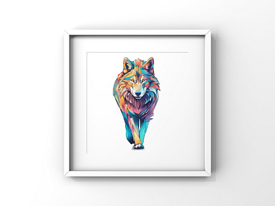 Colorful Wolf poster animal colorful design illustration png poster svg vector wolf