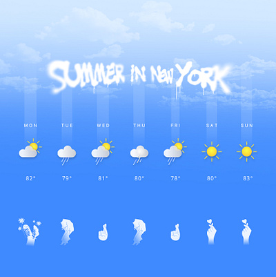 Weather Icons - Summer In NY branding graphic design illustration icon design mobile application product design smart home weather icon