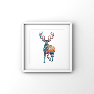 Colorful deer poster colorful deer design illustration png poster svg vector wall art