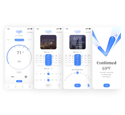Home Smart Home - Smart Air conditioner (Reservation) home automation icon design ios mobil application product design smart home ui