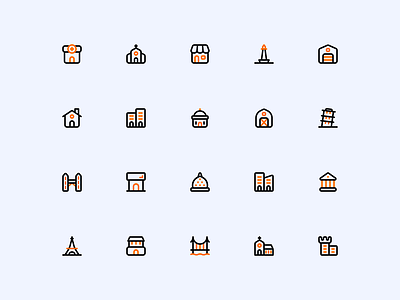 Building Icon set app icons bridge building building icon design flat icons hospital house icon icon pack icon set iconin iconography icons illustration landmark line icons office