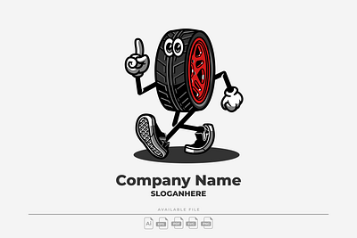 Tires Mascot Logo cartoon design graphic design icon illustration logo mascot t shirt design tires vector