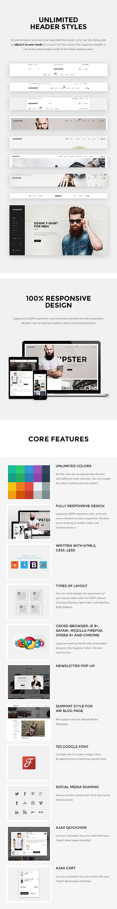 Logancee – Responsive Ecommerce Shopify Template woocommerce templates