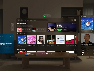 Imagine: Spotify on VisionOS Spatial Design Exploration 3d ui 88rising app apple clean minimal music app music player rich brian spatial design spatial ui spotify visionos visionpro website