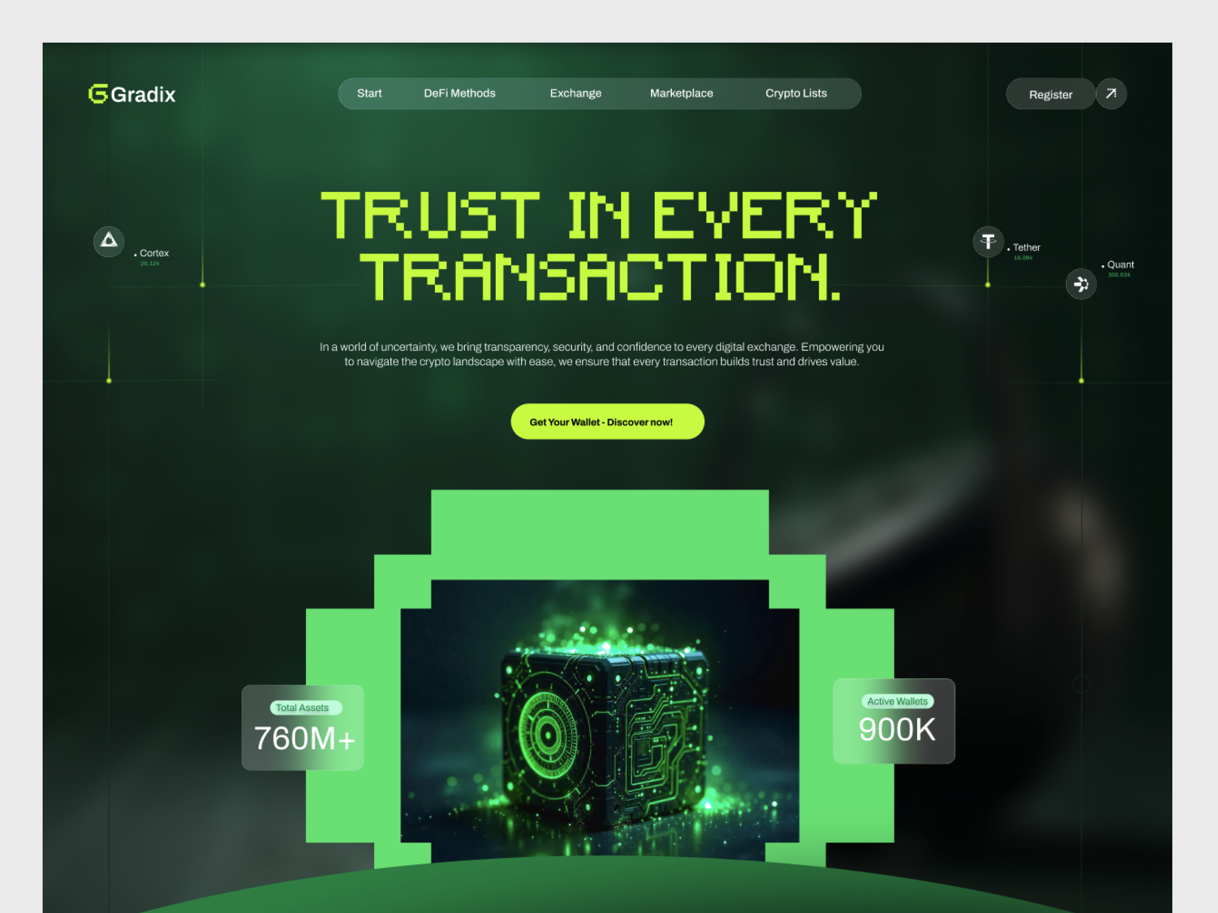 Website for a Crypto Company ✦ Gradix crypto ui crypto ui design fintech ui interface design ui ui design web website