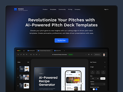 Alodeck - Landing Page Pitch Deck Builder ai artificial intelligence deck feature google slide landing page pitch deck pitch deck builder pricing pricing page slide templates testimonial ui uiux ux web design website