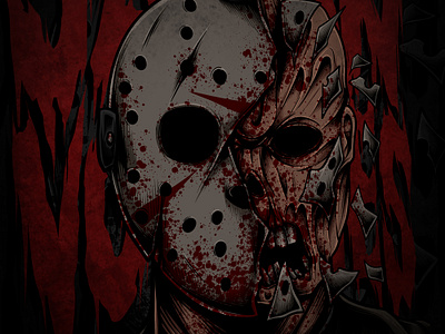 jason voorhess broken mask apparel artwork clothing clothing design darkart design fridah13th graphic design halloween horror illustration jason jason voorhees slasher slasher movie tshirt design tshirtdesign