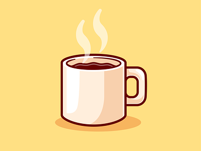 Coffee Time!☕ breakfast cafe coffee cup drink food glass hot coffee icon illustration logo menu mug shadow smoke
