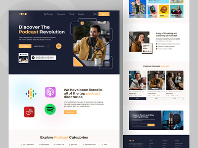 Podcast Website Design audio clean design homepage landing page design minimal music platform podcast website design poscast streaming ui ux website design