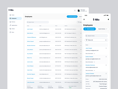 HR-Navigator - Employee List clean design device management employee employee management employee onboard hiring hiring app hr application hrms management onboarding app recruitment saas saas app saas ui ui uiux ux design web app web application