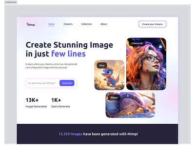 Mimpi - AI Image Generator ai ai app ai website image image generator ui ux website