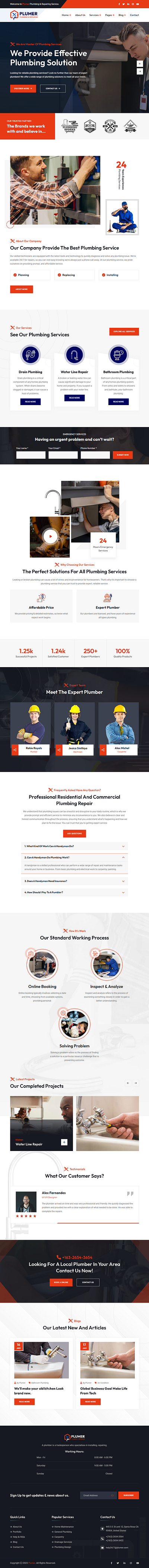 Plumer - Plumbing & Repair Service HTML Template plumbing repair service