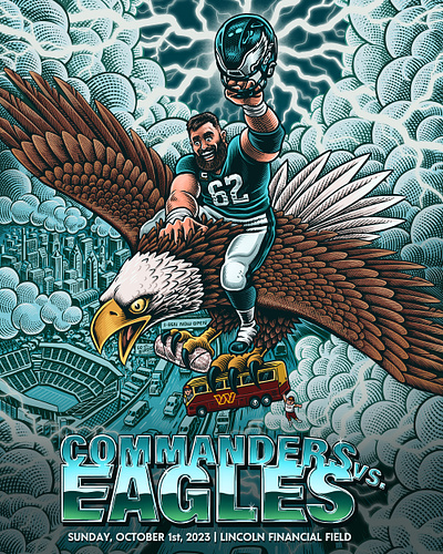 Philadelphia Eagles Gameday Poster athlete drawing eagles football go birds heavy metal illustration jason kelce mario zucca nfl philadelphia portrait poster sports