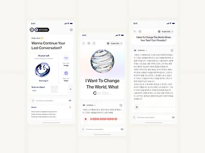 Ai Voice translation ai app app design application bot ios ui mobile app design ui user interface ux voice translation